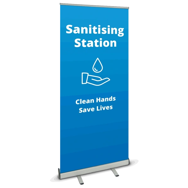 850 Roller Banner - Sanitising Station - Blue
